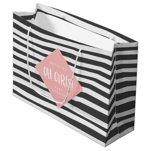 Oh女の子! 対の女の子はギフトのパーティー感謝していしています ラージペーパーバッグ (正面アングル)