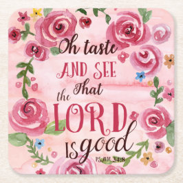 Oh好みはことを主Is Good Psalmの34:8見、 スクエアペーパーコースター