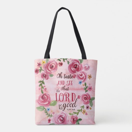 Oh好みはことを主Is Good Psalmの34:8見、 トートバッグ (裏面)