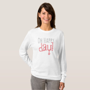 Oh幸せな日、女性の基本的な長袖のTシャツ Tシャツ
