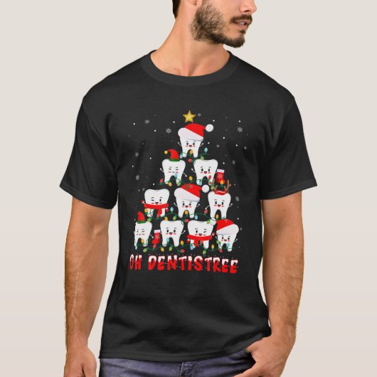 Oh歯科おもしろいクリスマスツリー歯科歯科医歯科 Tシャツ (正面)