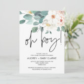 Oh男の子かわいい赤ちゃんシャワーパーティー赤面フローラ 招待状 (スタンド正面)