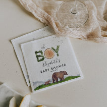 Oh男の子の水の色ウッドランド熊ベビーシャワー