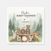 Oh男の子の水色ウッドランド動物の赤ちゃんシャワー スタンダードカクテルナプキン (正面)