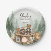 Oh男の子の水色ウッドランド動物の赤ちゃんシャワー ペーパープレート (正面)