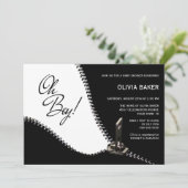 Oh男の子の白黒とシルバージッパー赤ちゃんシャワー 招待状 (スタンド正面)