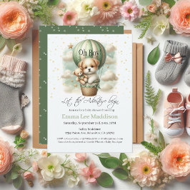 Oh男の子アドベンチャーパピーホットエアバルーンベビーシャワー 招待状