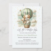 Oh男の子アドベンチャーパピーホットエアバルーンベビーシャワー 招待状 (正面)