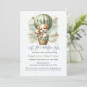 Oh男の子アドベンチャーパピーホットエアバルーンベビーシャワー 招待状 (スタンド正面)