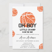 Oh男の子バスケットボールゲームスポーツベビーシャワーパーティー 招待状 (正面)