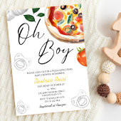 Oh男の子ピザパシファイアイタリアンベビーシャワー 招待状