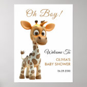 Oh男の子ベビーキリンかわいい男の子の赤ちゃんシャワーへようこそ ポスター (正面)