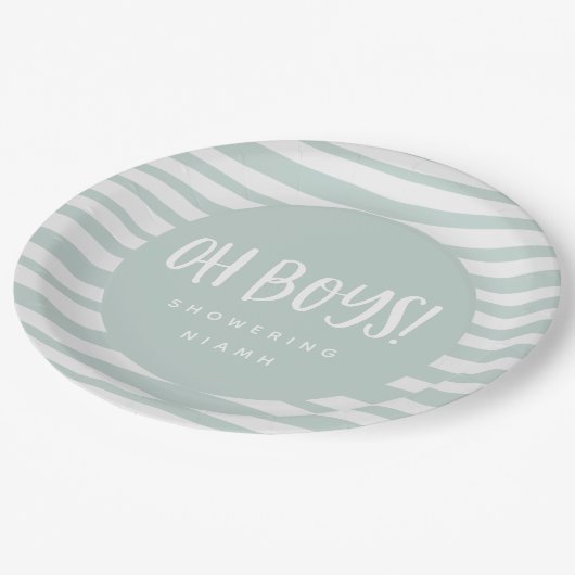 Oh男の子、対のベビーシャワーのパーティーのナプキン ペーパープレート (アングル)