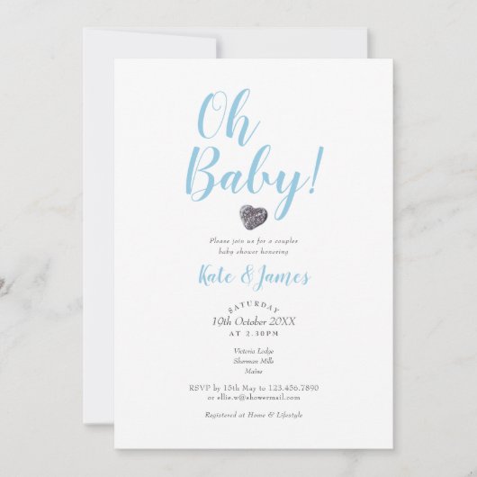 OH男の赤ちゃんカップルシャワー招待状 招待状 (正面)