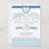 Oh男の赤ちゃんシャワーハートゾウリトルマン 招待状 (正面)