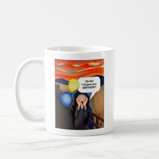 Oh私はあなたの誕生日を叫びのパロディ忘れませんでした コーヒーマグカップ (左)