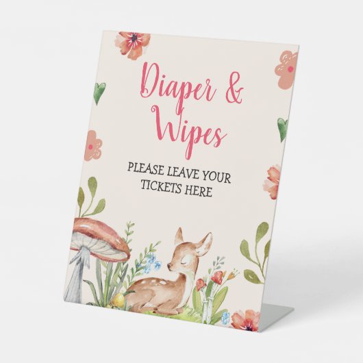 Oh鹿パーティーデコレーションおむつラッフル 台座サイン (正面)