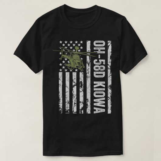 OH58D木輪戦士ヘリコプターパイロット退役軍人USA F Tシャツ (デザイン正面)