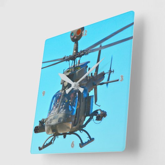 OH-58D木輪 スクエア壁時計 (傾斜)