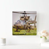 OH-58D木輪 スクエア壁時計 (ホーム)