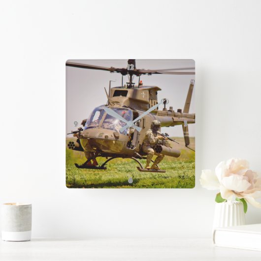 OH-58D木輪 スクエア壁時計 (ホーム)