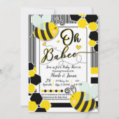 Oh BaBEEビー赤ちゃんシャワー赤ちゃんシャワー白 招待状 (正面)