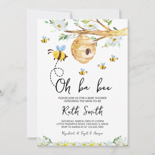 Oh BaBee赤ちゃんシャワー 招待状 (正面)