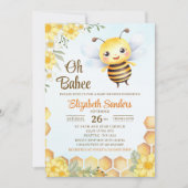 Oh Babee, Baby shower with Cute Wild bee 招待状 (正面)