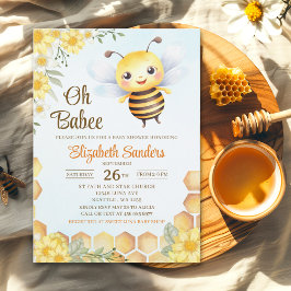 Oh Babee, Baby shower with Cute Wild bee 招待状