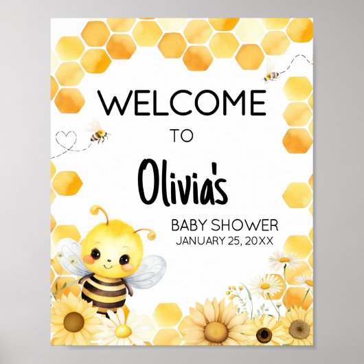 Oh Babee Bee Baby Shower Welcome ポスター (正面)