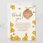 Oh Babee Bee Themed Neutral Baby Shower サンキューカード (正面)