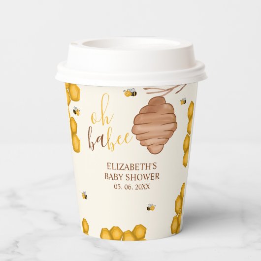 Oh Babee Bee Themed Neutral Baby Shower  紙コップ (裏面)
