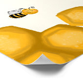 Oh Babee, Cute Watercolor Bee Baby shower ポスター (角)
