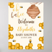 Oh Babee, Cute Watercolor Bee Baby shower ポスター (正面)