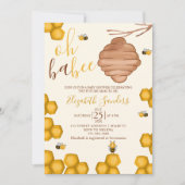 Oh Babee Cute Watercolor Bee Baby shower 招待状 (正面)