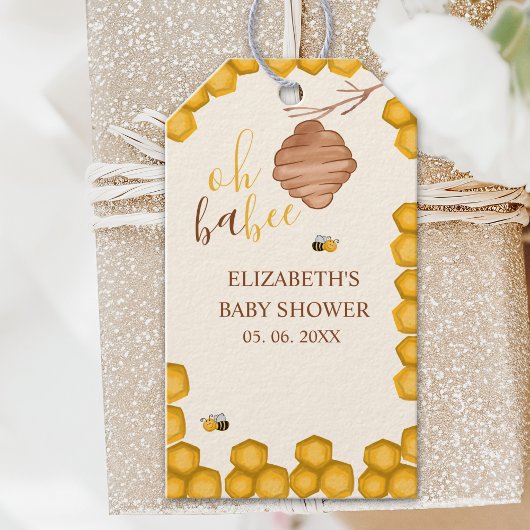 Oh Babee Honeycomb Bee - Baby Shower Gifts ギフトタグ