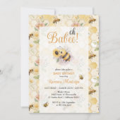 Oh Babee Honeycomb Floral Bee Custom Baby Shower 招待状 (正面)