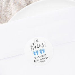 Oh Babies Blue Feet Twins Baby Shower ラウンドシール
