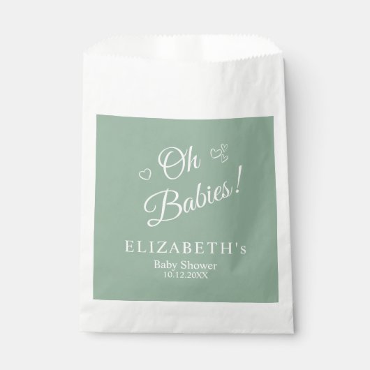 Oh Babies Sage Green ツイン ベビーシャワーパーティー 景品 袋 (正面)