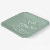 Oh Babies Sage Green ツイン ベビーシャワー ペーパープレート (傾斜あり)