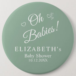 Oh Babies Sage Green Twin Baby Shower Button 缶バッジ