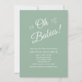 Oh Babies Sage Green Twin Baby Shower Invitation 招待状 (正面)