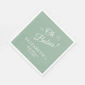 Oh Babies Sage Green Twin Baby Shower Napkins スタンダードランチョンナプキン (角)
