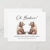 Oh Babies Twins Bear Cubs Pregnancy Announcement 招待状 (正面/裏面)