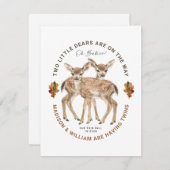 Oh Babies Twins On The Way Cute Twin Deer Fawns 招待状 (正面/裏面)