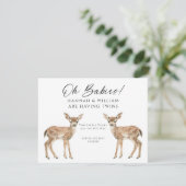 Oh Babies Twins On The Way Cute Twin Deer Fawns 招待状 (スタンド正面)