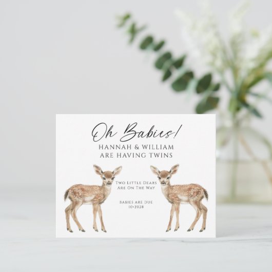 Oh Babies Twins On The Way Cute Twin Deer Fawns 招待状 (スタンド正面)