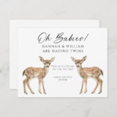 Oh Babies Twins On The Way Cute Twin Deer Fawns 招待状 (正面/裏面)