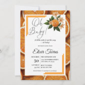 Oh Baby あのかわいいオレンジ色の柑橘系ベイビーシャワー 招待状 (正面)