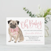Oh Baby! かわいい犬 ピンクのパピー 犬のシャワー 招待状 (スタンド正面)